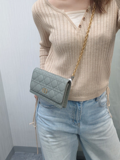 Dior Caro Cannage Chain Wallet (Pre-Owned)
