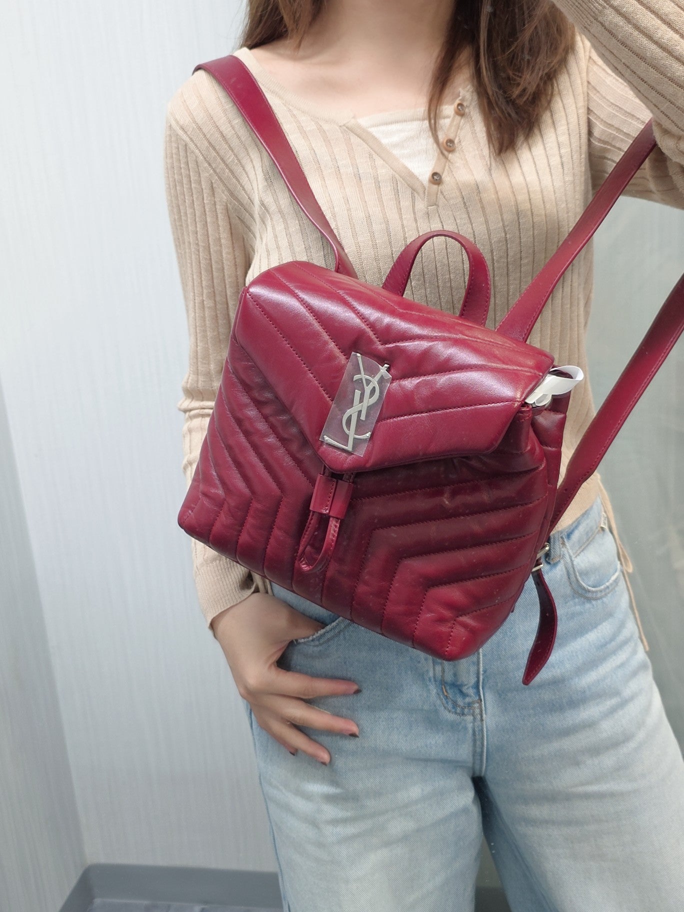 Saint Laurent Loulou Leather Backpack (Pre-Owned)
