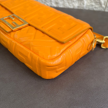 Fendi Baguette FF Embossed Leather Shoulder Bag (Pre-Owned)