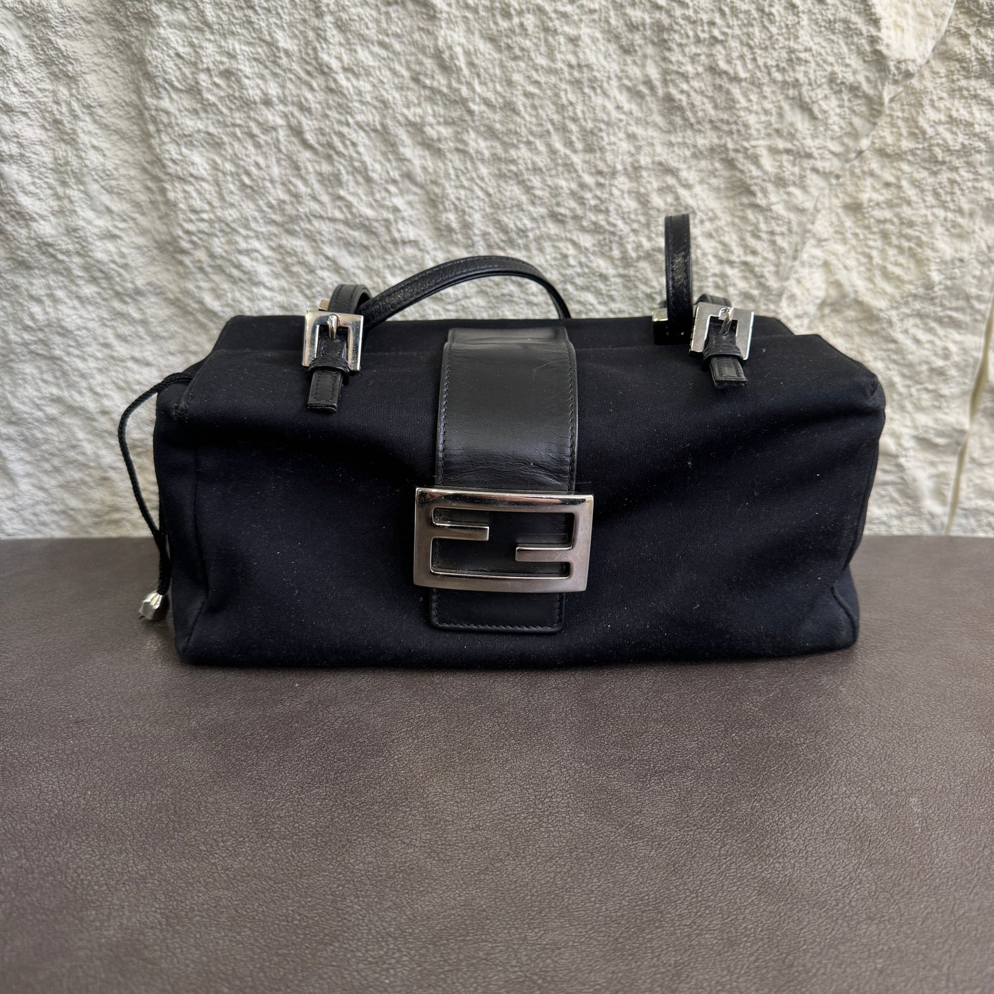 Fendi Mama Baguette Canvas Shoulder Bag (Pre-Owned)