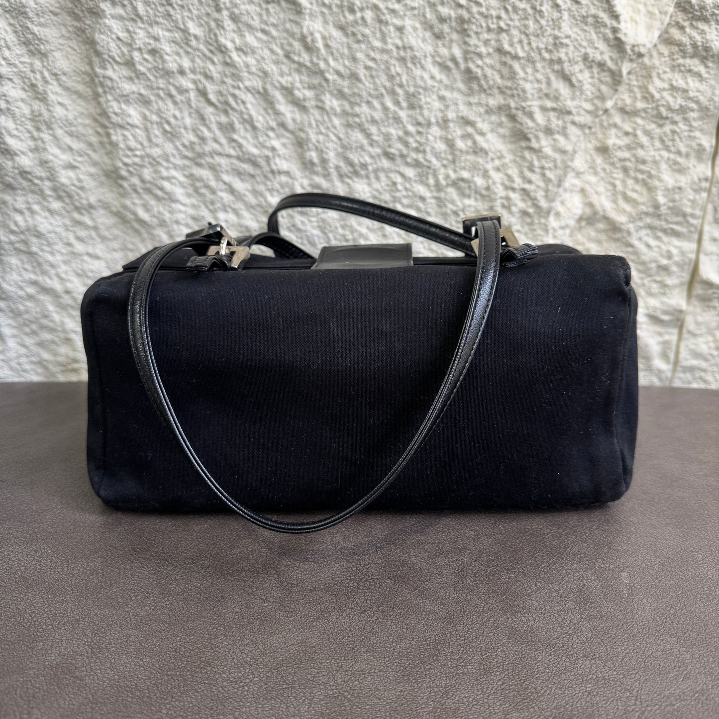Fendi Mama Baguette Canvas Shoulder Bag (Pre-Owned)