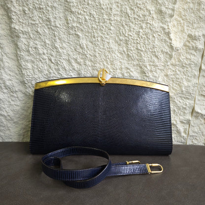 Celine Vintage Lizard-Embossed Leather Clutch Bag (Pre-Owned)