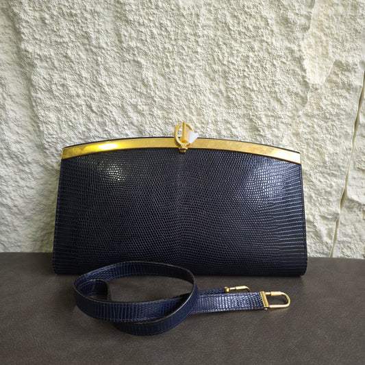 Celine Vintage Lizard-Embossed Leather Clutch Bag (Pre-Owned)