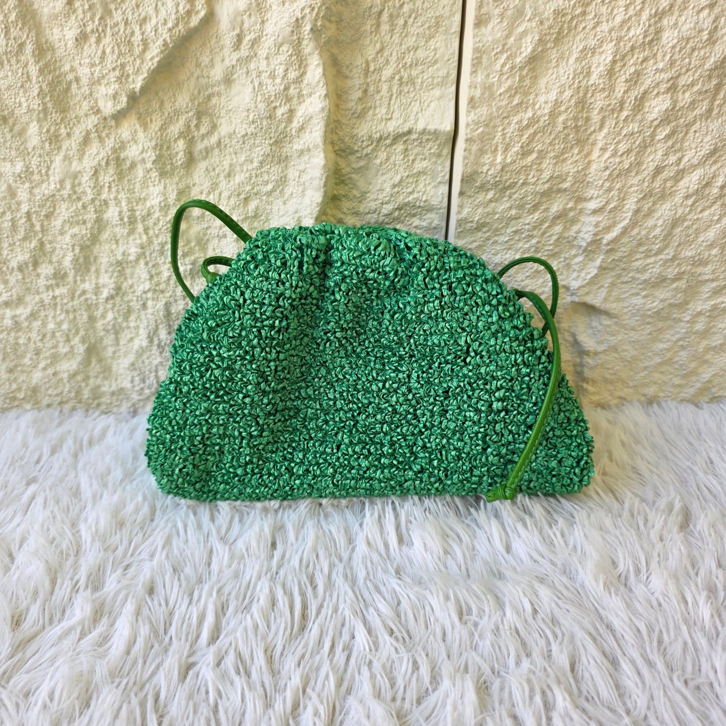 Bottega Veneta Intrecciato Raffia Mini Shoulder Bag (Pre-Owned)