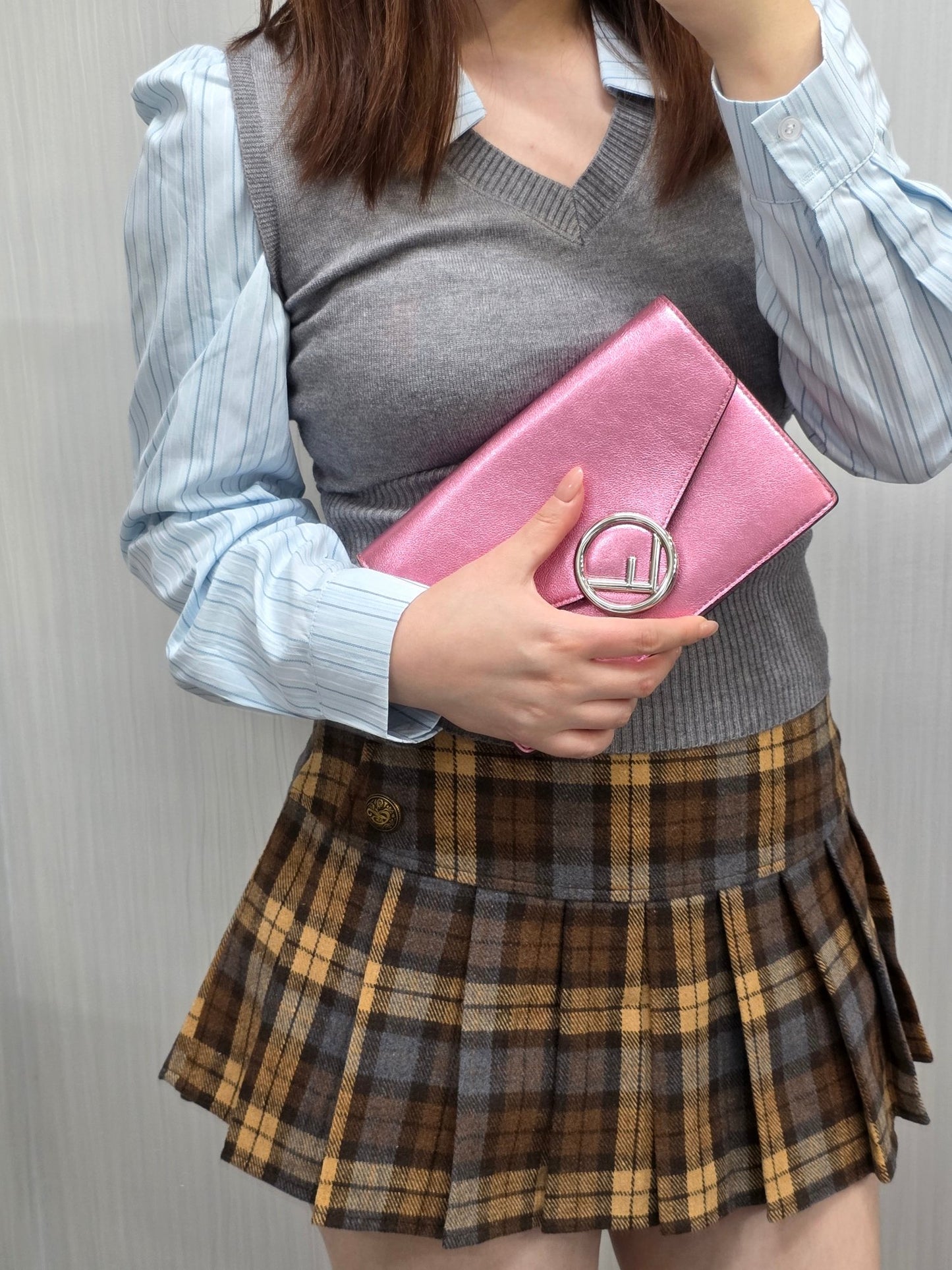 Fendi Metallic Pink Chain Wallet Bag (Pre-Owned)