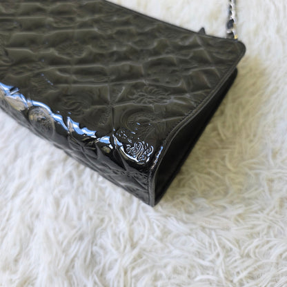 Chanel Black Patent Embossed Chain Shoulder Bag (Pre-Owned)