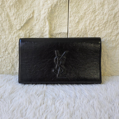 Yves Saint Laurent Black Patent Leather Clutch Wallet (Pre-Owned)