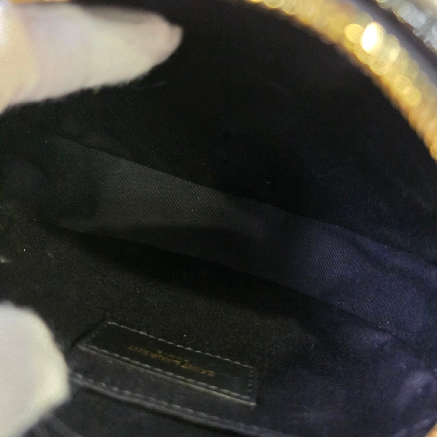 Yves Saint Laurent Black Croc-Embossed Oval Shoulder Bag (Pre-Owned)