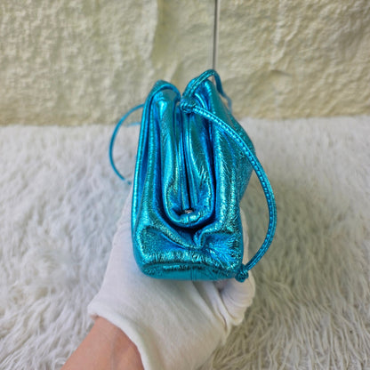 Bottega Veneta Metallic Blue Mini Pouch Bag (Pre-Owned)