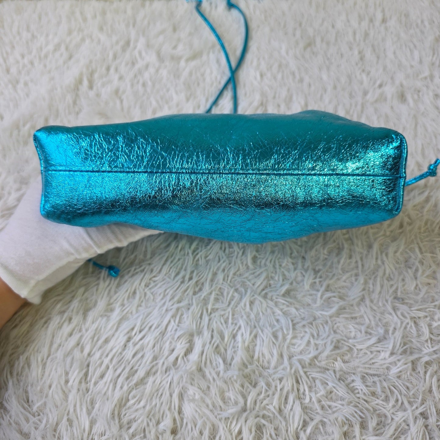 Bottega Veneta Metallic Blue Mini Pouch Bag (Pre-Owned)