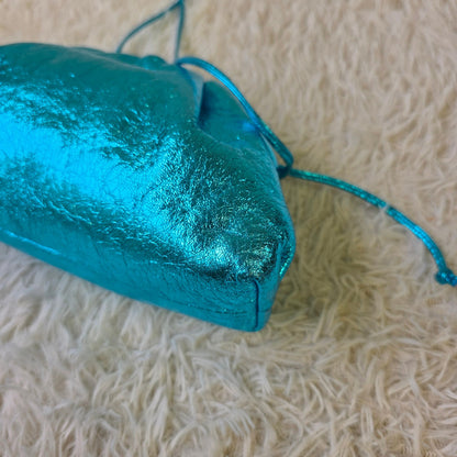 Bottega Veneta Metallic Blue Mini Pouch Bag (Pre-Owned)