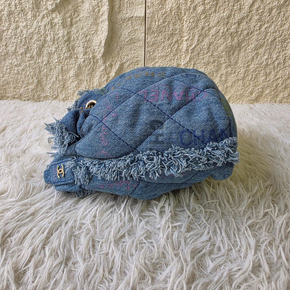 Chanel Denim Drawstring Chain Bucket Bag (Pre-Owned)