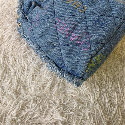 Chanel Denim Drawstring Chain Bucket Bag (Pre-Owned)