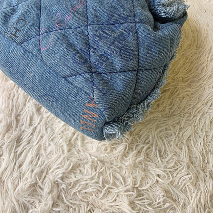 Chanel Denim Drawstring Chain Bucket Bag (Pre-Owned)