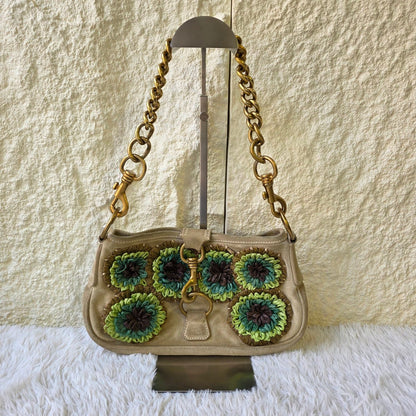 Miu Miu Floral Appliqué Chain Shoulder Bag (Pre-Owned)