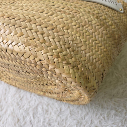 Miu Miu Woven Raffia Logo Tote Bag (Pre-Owned)