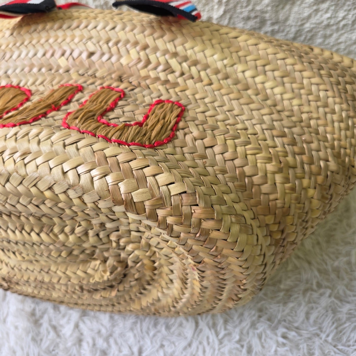 Miu Miu Woven Raffia Logo Tote Bag (Pre-Owned)