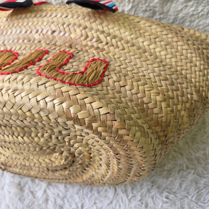 Miu Miu Woven Raffia Logo Tote Bag (Pre-Owned)