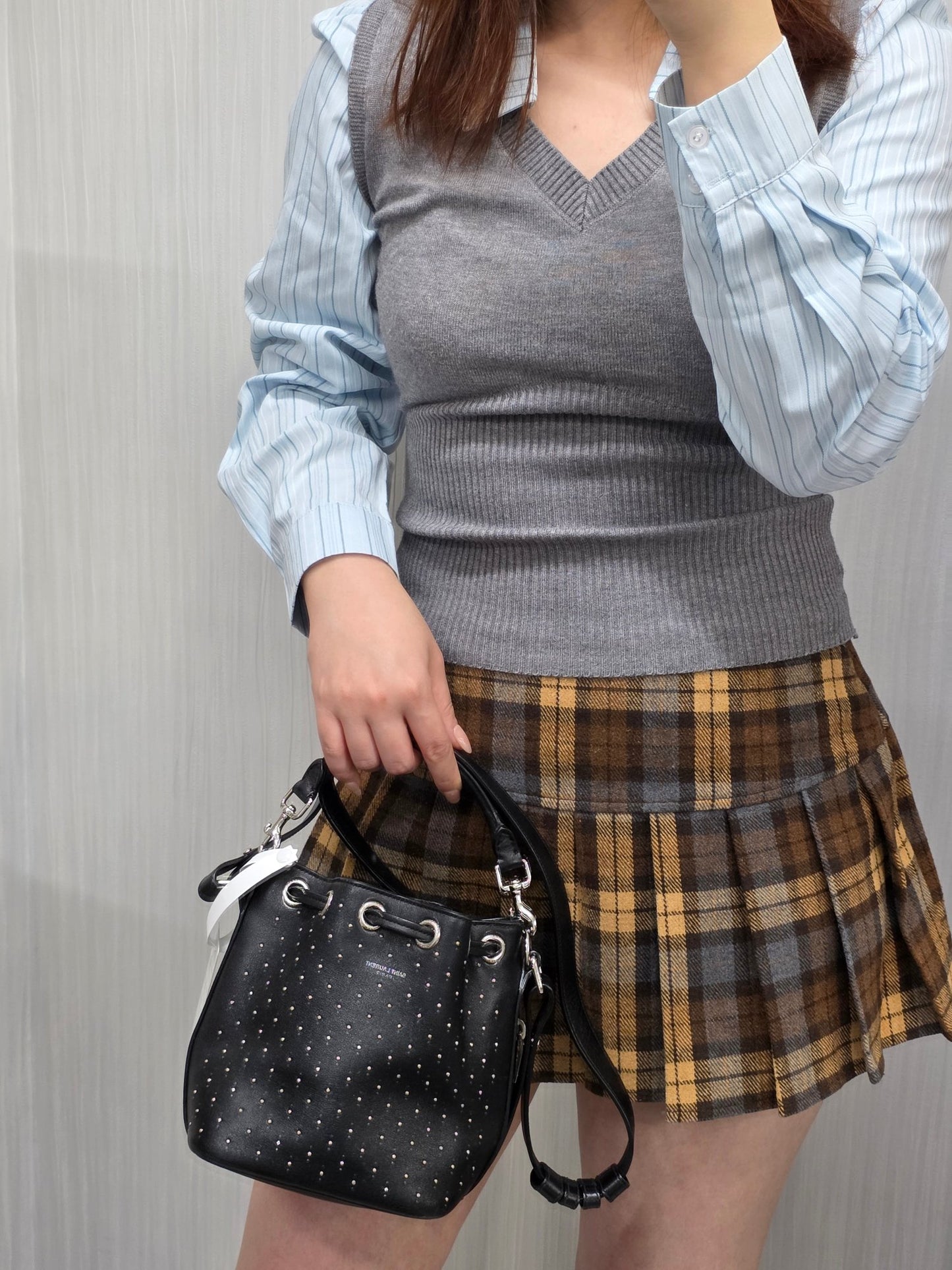 Saint Laurent Studded Bucket Shoulder Bag (Pre-Owned)