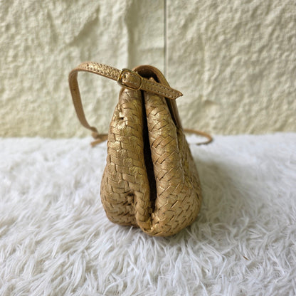 Fendi Metallic Woven Leather Mini Shoulder Bag (Pre-Owned)