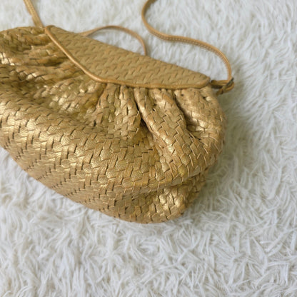 Fendi Metallic Woven Leather Mini Shoulder Bag (Pre-Owned)