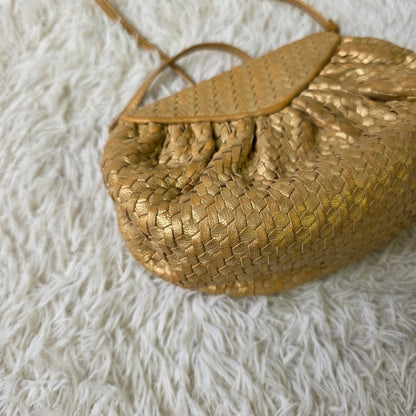 Fendi Metallic Woven Leather Mini Shoulder Bag (Pre-Owned)