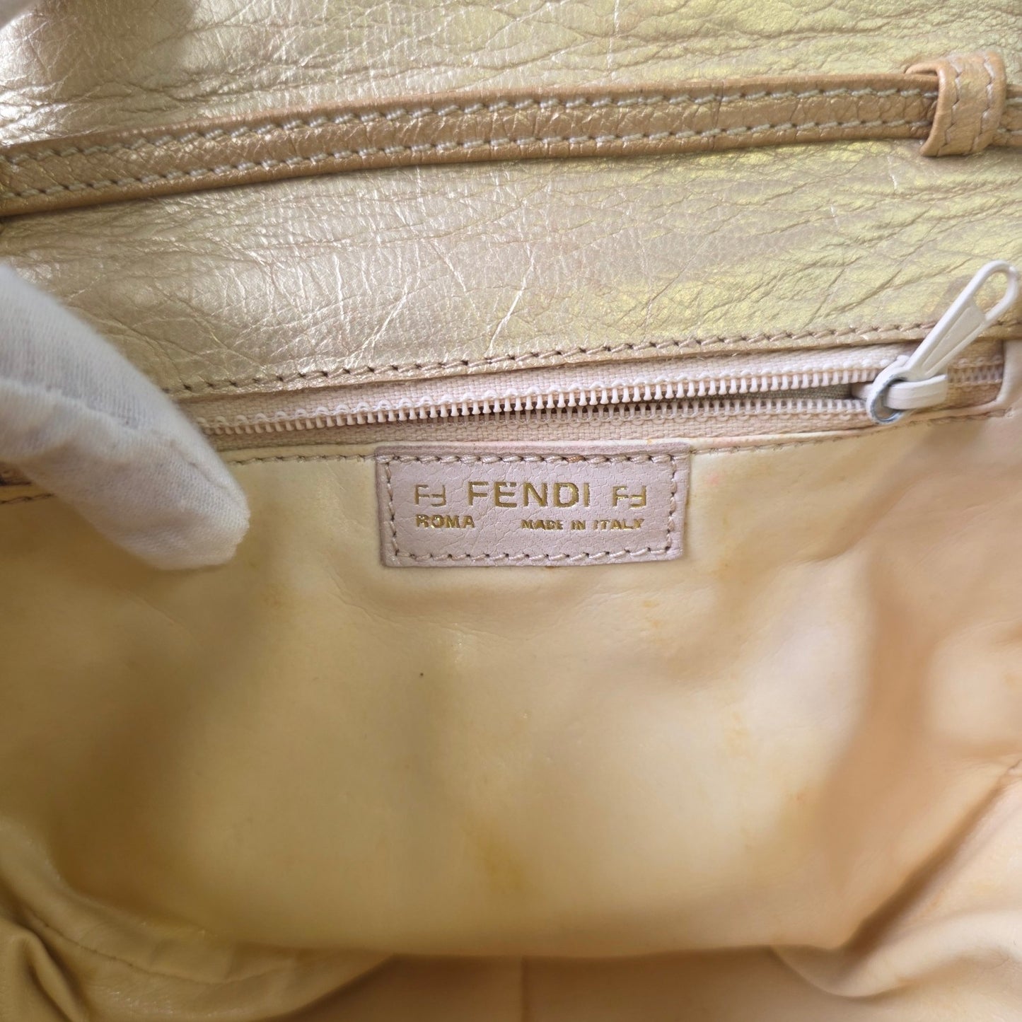 Fendi Metallic Woven Leather Mini Shoulder Bag (Pre-Owned)