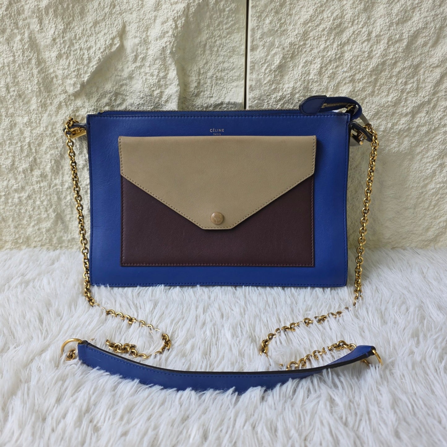 Celine Colorblock Pocket Chain Shoulder Bag (Pre-Owned)