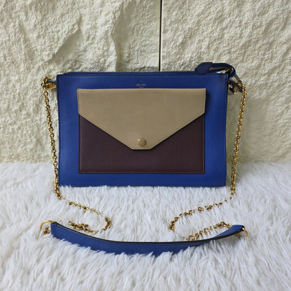 Celine Colorblock Pocket Chain Shoulder Bag (Pre-Owned)