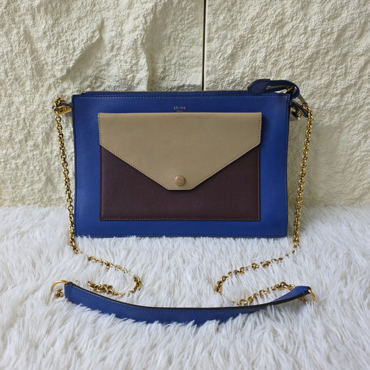 Celine Colorblock Pocket Chain Shoulder Bag (Pre-Owned)