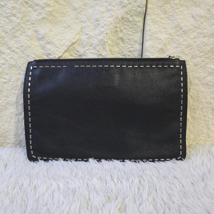 Fendi Selleria Leather Zip Clutch Bag (Pre-Owned)