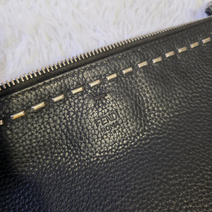 Fendi Selleria Leather Zip Clutch Bag (Pre-Owned)