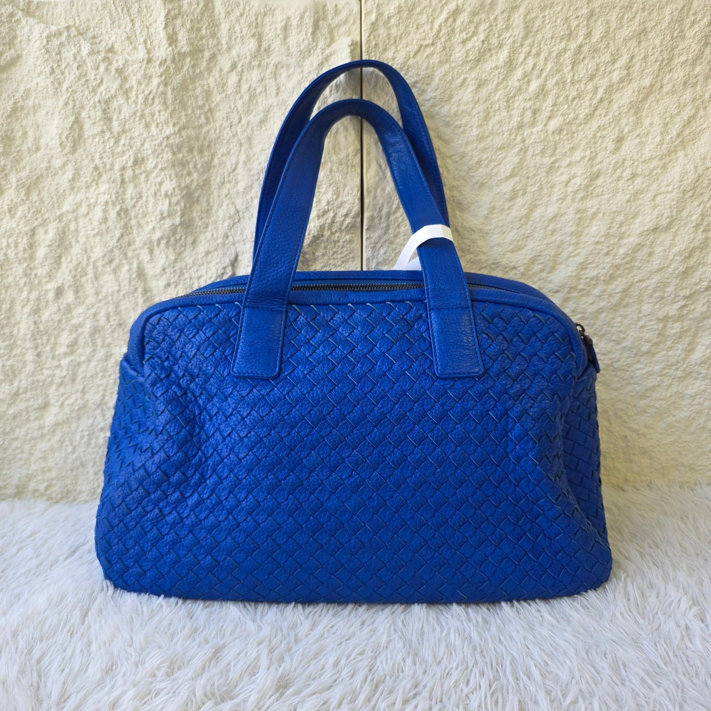 Bottega Veneta Intrecciato Leather Boston Bag (Pre-Owned)