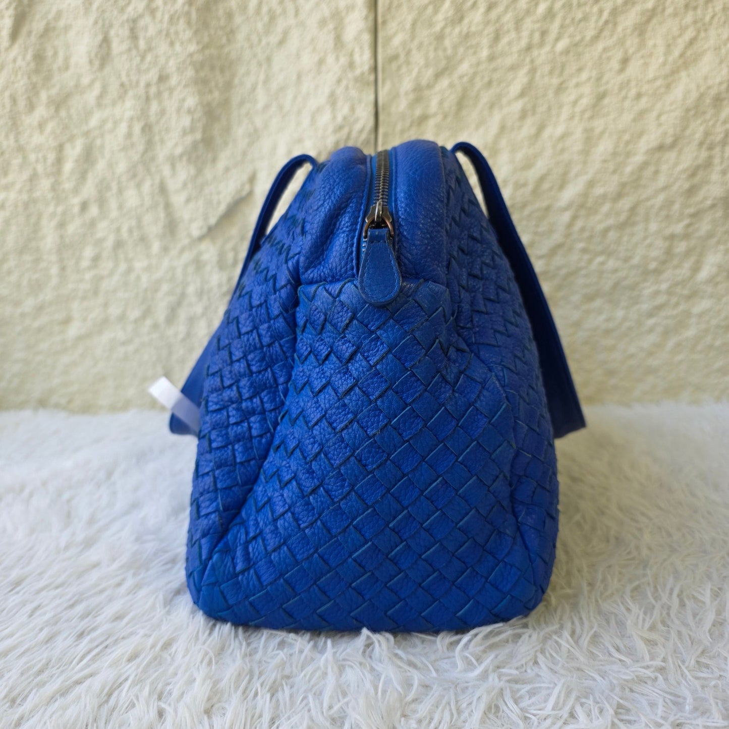 Bottega Veneta Intrecciato Leather Boston Bag (Pre-Owned)