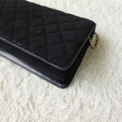 Chanel Quilted Velvet Pearl CC Chain Shoulder Bag (Pre-Owned)