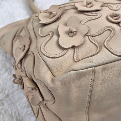 Prada Floral Appliqué Leather Handbag (Pre-Owned)