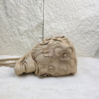 Prada Floral Appliqué Leather Handbag (Pre-Owned)