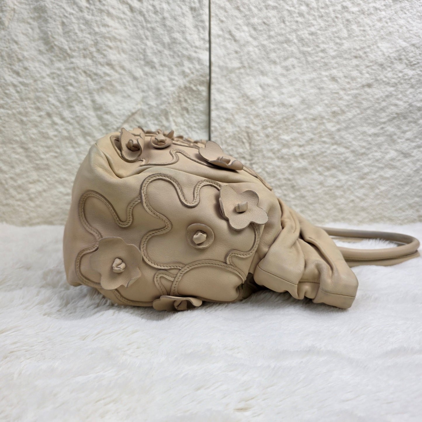 Prada Floral Appliqué Leather Handbag (Pre-Owned)