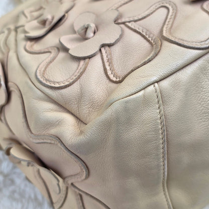 Prada Floral Appliqué Leather Handbag (Pre-Owned)