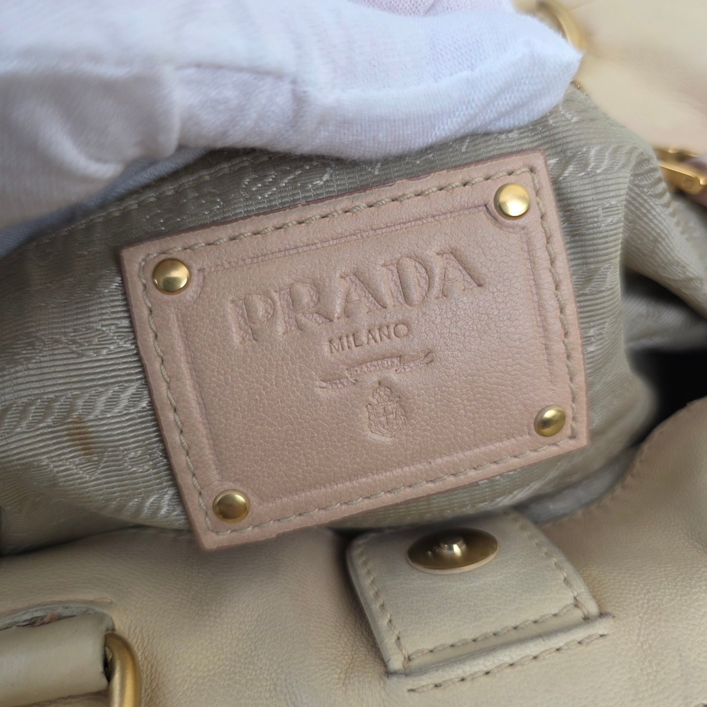 Prada Floral Appliqué Leather Handbag (Pre-Owned)