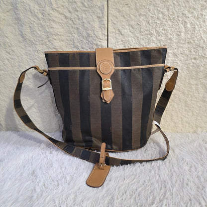 1 Fendi Pequin Stripe Shoulder Bag (Pre-Owned)