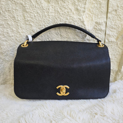 Chanel Caviar Leather Top Handle Chain Shoulder Bag (Pre-Owned)