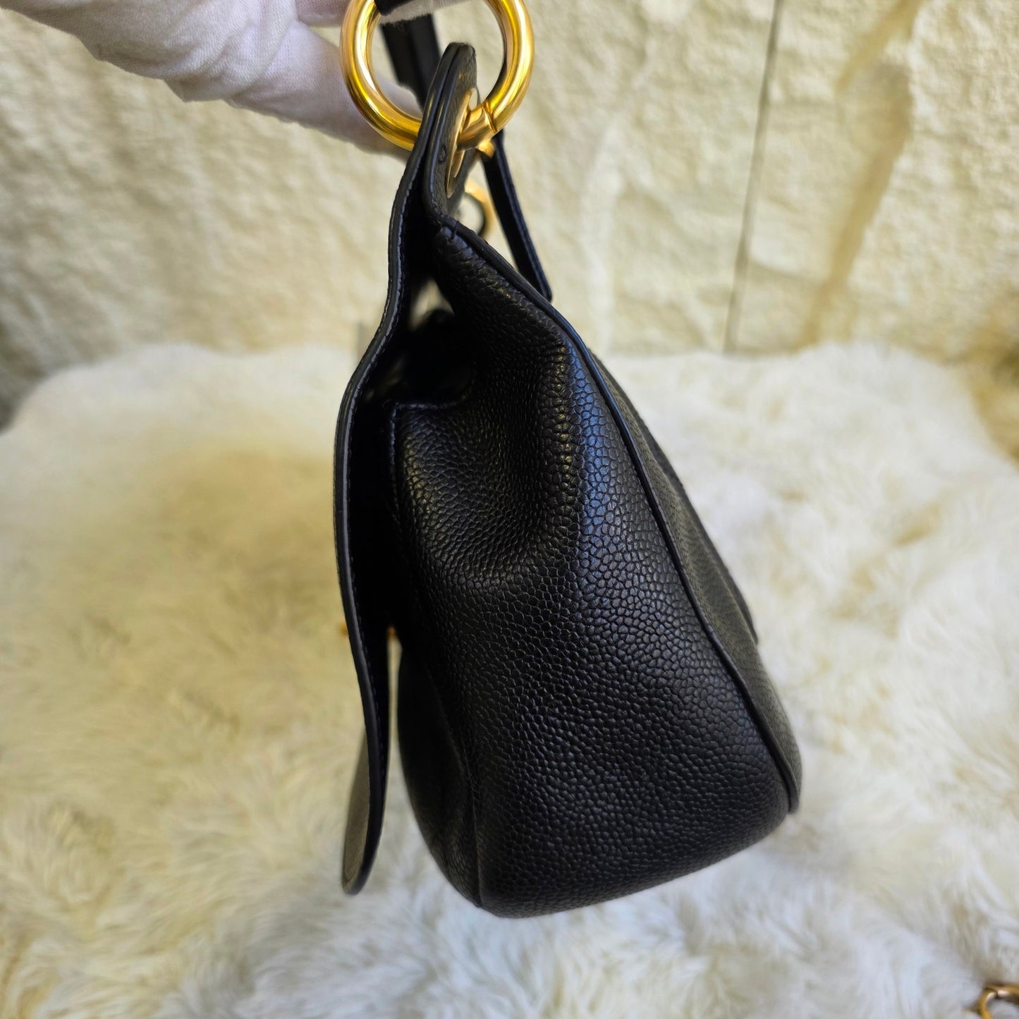 Chanel Caviar Leather Top Handle Chain Shoulder Bag (Pre-Owned)