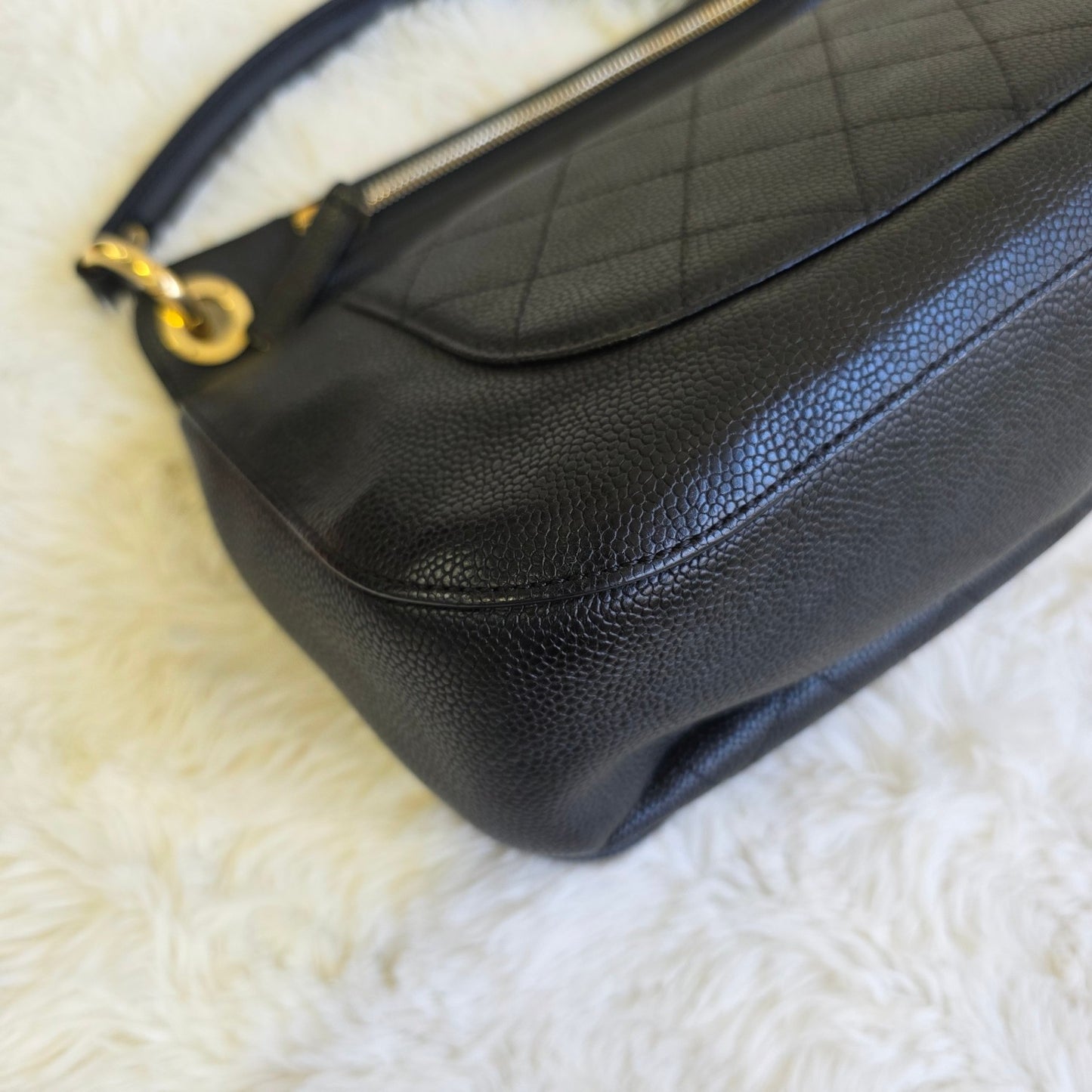 Chanel Caviar Leather Top Handle Chain Shoulder Bag (Pre-Owned)