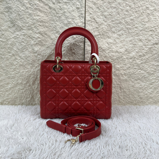 Dior Lady Dior Cannage Leather Handbag (Pre-Owned)