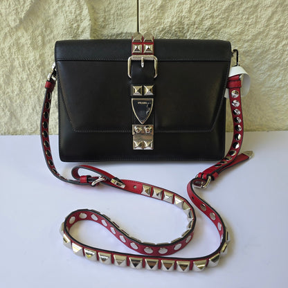 Prada Cahier Studded Leather Shoulder Bag (Pre-Owned)
