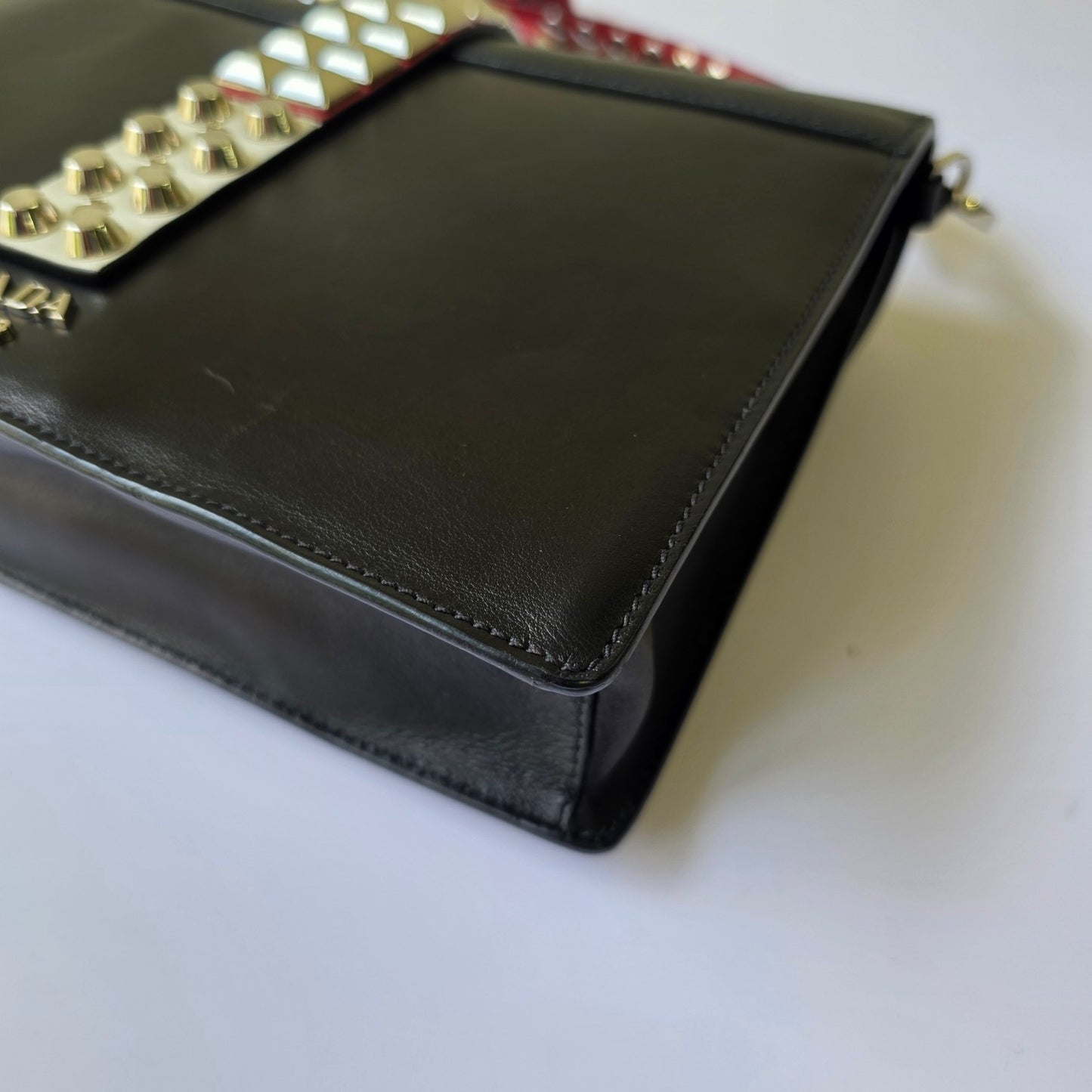 Prada Cahier Studded Leather Shoulder Bag (Pre-Owned)