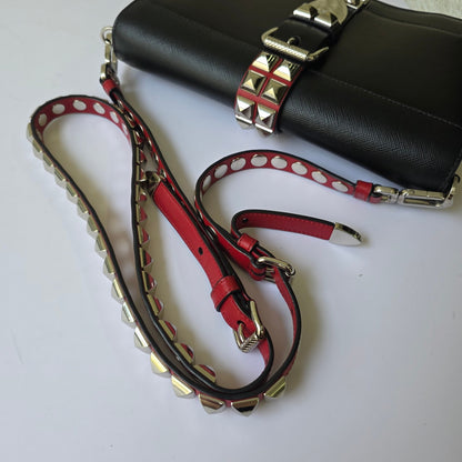 Prada Cahier Studded Leather Shoulder Bag (Pre-Owned)