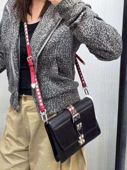 Prada Cahier Studded Leather Shoulder Bag (Pre-Owned)