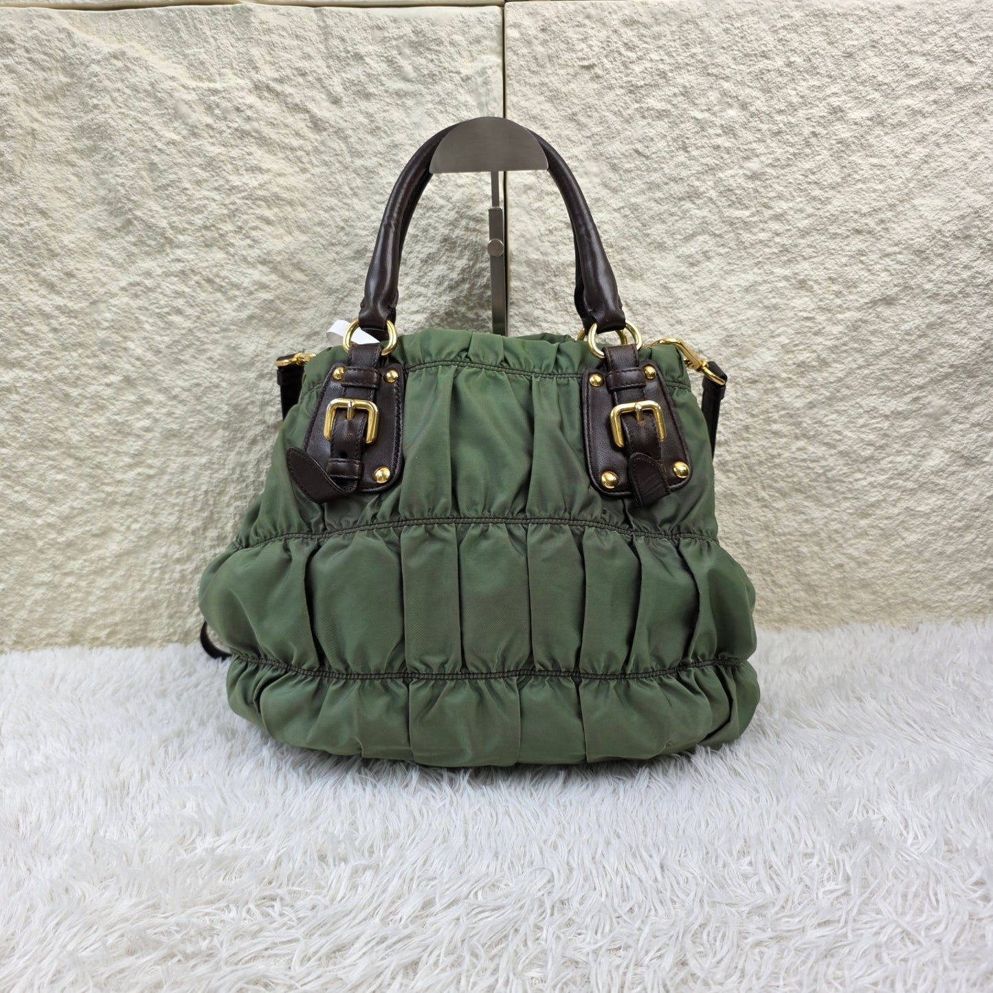 Prada Tessuto Gaufre Nylon 2-Way Handbag (Pre-Owned)